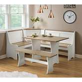 Parkside Corner Dining Nook Set in Driftwood & Antique White